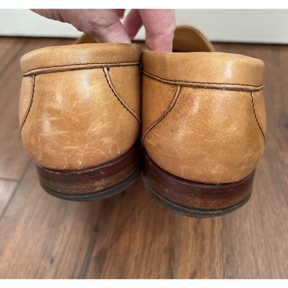 POLO RALPH LAUREN Men’s Vintage Camel Leather Embroidered Crest Loafers Sz 9.5D main image 7